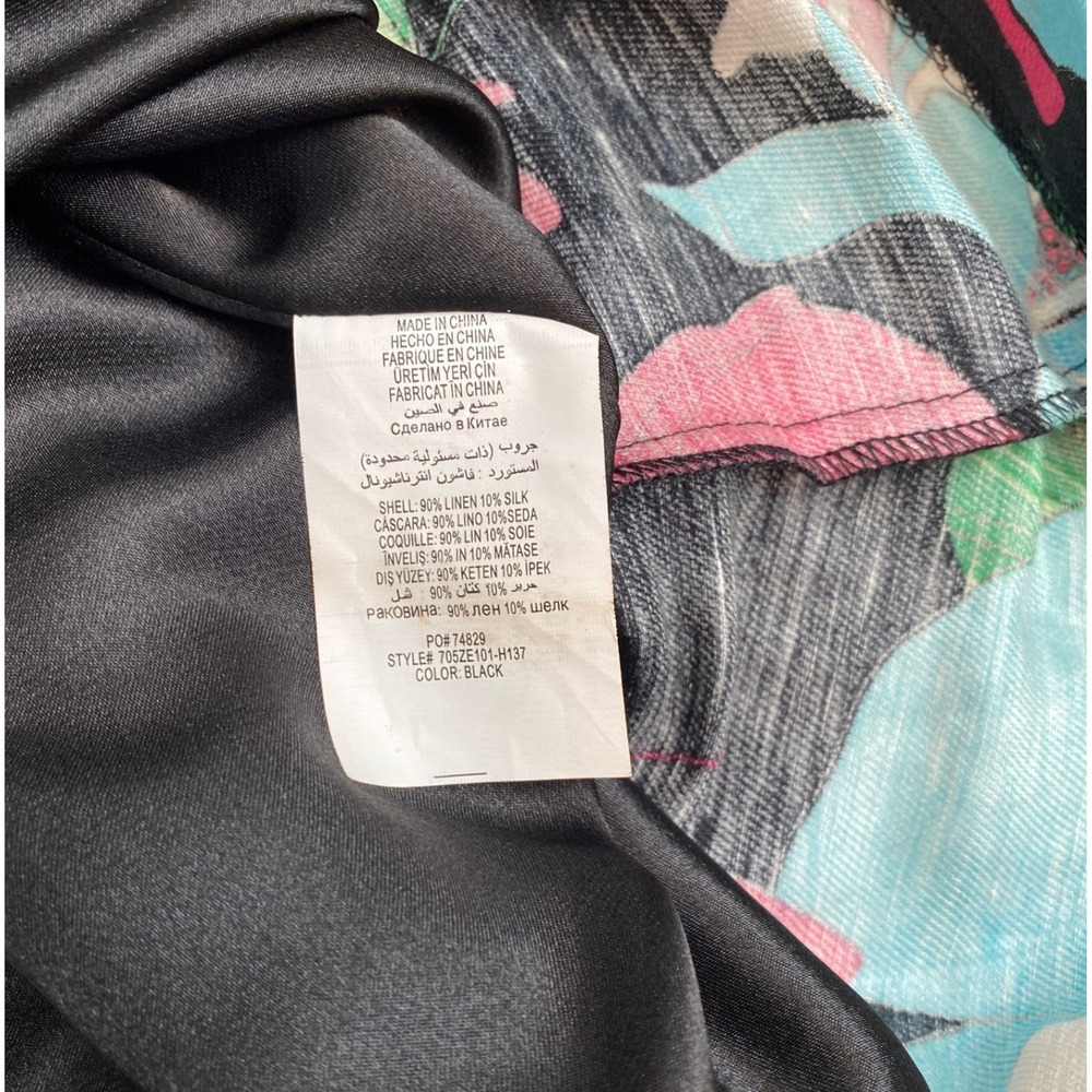 Y2K BEBE Linen Silk Floral Strapless Mini Dress Size XS Black‎ Party Cocktail - Picture 9 of 10